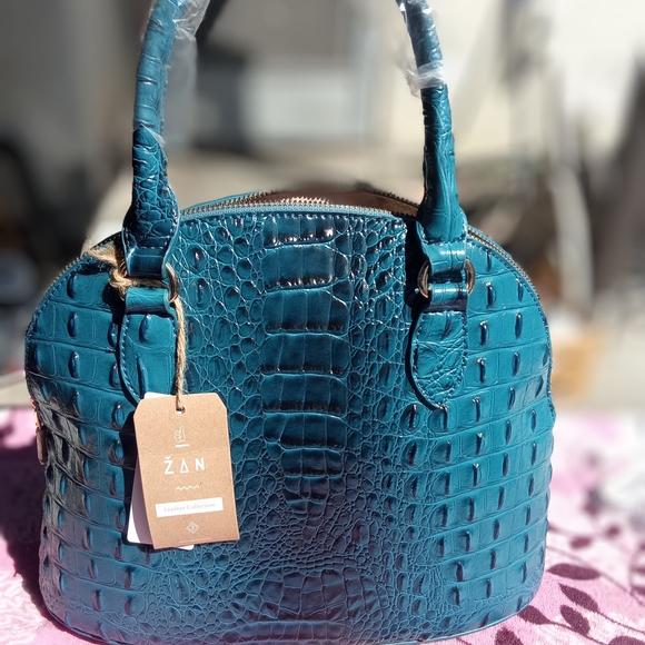 Teal Croc-Embossed Dome Tote and Wallet Set - Women Bags - Picture 2 of 6